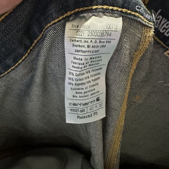 Carhartt Men's Holter Dungaree Relaxed Fit Denim Jeans 40 X 30 NWT - Picture 7 of 7